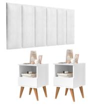 Conjunto Móveis Para Quarto 2 Pix Branco Cabeceira Dobrável Casal 1,40cm