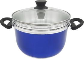 Conjunto Multiuso Azul 3 Peças com Tampa de Vidro 4,5 Litros