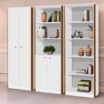 Conjunto Multiuso Estante Livreiro Office Escritório Branco Freijó Conjunto Multiuso Estante Livreiro Office Escritório Branco Freijó