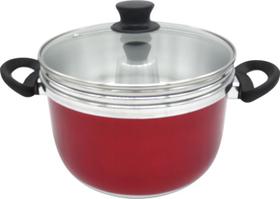 Conjunto Multiuso Vermelho 3 Peças com Tampa de Vidro 4,5 Litros