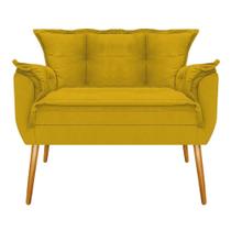 Conjunto Namoradeira, 02 Poltronas e 02 Puff Opala Palito Mel Suede Amarelo