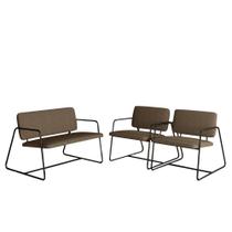Conjunto Namoradeira C/ Poltronas Sintra Industrial Pto/capuccino- M.a