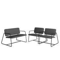 Conjunto Namoradeira Com Poltronas Sintra Industrial Preto/cinza - M.a