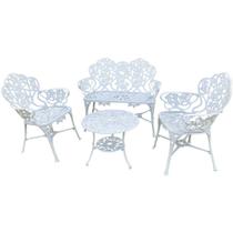 Conjunto Namoradeira e 2 Poltronas Nova Hera Alumínio Fundido de Jardim e Varanda Cor Branco