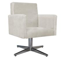 Conjunto Namoradeira, Poltrona Arenzza e Puff Sofia Base Giratória de Metal Suede Bege - KDAcanto Móveis