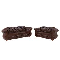 Conjunto Namoradeiras 2 e 3 Lugares Chesterfield Merlô Via Encanto Marrom