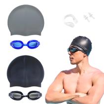 Conjunto Natação Óculos Piscina Hidro + Touca Silicone 24h Conjunto Natação Óculos Piscina Hidro + Touca Silicone 24h
