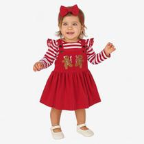 Conjunto Natal Jardineira +Body e Laço Papilloo