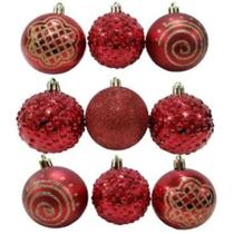 Conjunto natalino bolas vermelhas decoradas