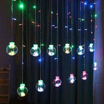 Conjunto natalino cortina 200 led fada 10 bolas 8f Conjunto natalino cortina 200 led fada 10 bolas 8f