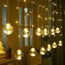 Conjunto natalino cortina 200 led fada 10 bolas 8f