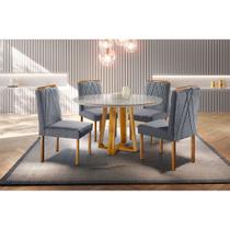 Conjunto Natalle Mesa Redonda 1,2m e 4 Cadeiras Madeira Maciça Móveis Mundial