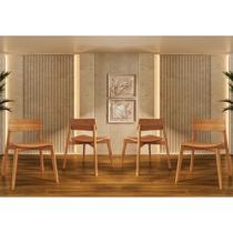 Conjunto Nature com 4 Cadeiras Madeira Pinus Rústico Claro