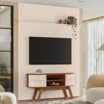 Conjunto New Estoril painel com prateleira aparador Rack Naturale/Off-White Conjunto New Estoril painel com prateleira aparador Rack Naturale/Off-White