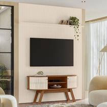 Conjunto New Silverstone painel com prateleira e Rack Naturale/Off-White