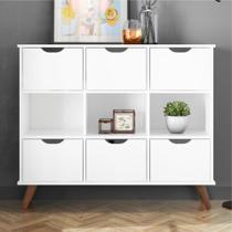 Conjunto Nicho Organizador Zuri 9 Espaços Retrô Branco + 2 Kits 3 Gavetas Brancas Conjunto Nicho Organizador Zuri 9 Espaços Retrô Branco + 2 Kits 3 Gavetas Brancas