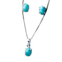 Conjunto Nlux Ponto de Luz Larimar Colar e Brinco Prata 950