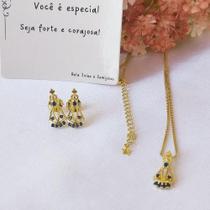 Conjunto Nossa Senhora Aparecida Banhado em Ouro 18K