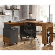 Conjunto Office Alessa Chumbo com Amêndoa - Lukaliam Móveis