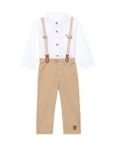 Conjunto Onda Marinha Linho Sarja Branco Suspensório 1231003