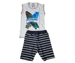 Conjunto Ondas Incríveis Infantil Verão Camisa e Short Camiseta Regata com Bermuda kit 2 peças Baby Boy Bebe