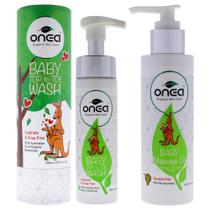 Conjunto ONEA de 2 peças com óleo de massagem para bebês e sabonete da cabeça aos pés Conjunto ONEA de 2 peças com óleo de massagem para bebês e sabonete da cabeça aos pés