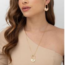 Conjunto Orgânico Colar e Brinco folheado a Ouro 18k Conjunto Orgânico Colar e Brinco folheado a Ouro 18k