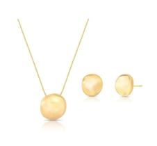 Conjunto orgânico liso acetinado banhado a ouro