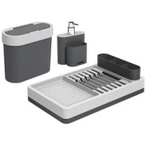 Conjunto Organização Sobre a Pia Flat 3 Peças Grafite e Cinza Coza Conjunto Organização Sobre a Pia Flat 3 Peças Grafite e Cinza Coza