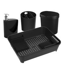 Conjunto Organizador Basic Single ( cozinha ou Banho) 4pçs Preto 99256/4008 Coza