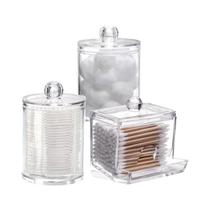 Conjunto Organizador De Banheiro De Plástico Transparente 3pcs Suporte Para Cotonetes Dispensador De