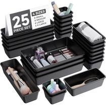 Conjunto Organizador de Gavetas de Plástico BiuLeon 25 Peças Preto