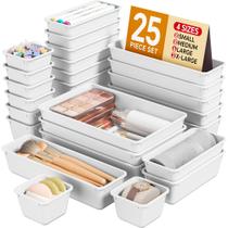 Conjunto Organizador de Gavetas KEMETHY 25 Peças Plástico Branco Conjunto Organizador de Gavetas KEMETHY 25 Peças Plástico Branco