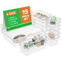 Conjunto organizador de gavetas SpaceHacks Clear Plastic, 15 unidades