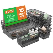Conjunto organizador de gavetas SpaceHacks, plástico transparente, 15 unidades