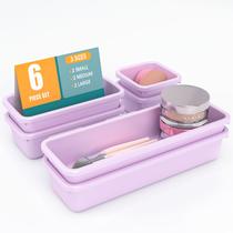 Conjunto organizador de gavetas StoreHappily, 6 peças de maquiagem roxa Conjunto organizador de gavetas StoreHappily, 6 peças de maquiagem roxa