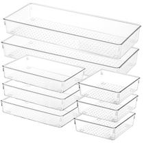 Conjunto organizador de gavetas Voova 8, acrílico transparente, 3 tamanhos Conjunto organizador de gavetas Voova 8, acrílico transparente, 3 tamanhos