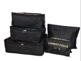 Conjunto Organizador de mala com 6 peças - tamanhos variados- Preto - TripShow Acessórios de Viagem