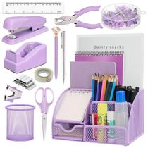 Conjunto organizador de mesa SYMDROMIA 13 em 1 com grampeador e fita roxa