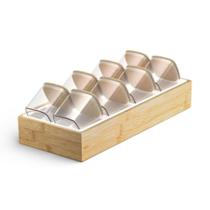 Conjunto organizador de temperos com 9 peças em bambu e plástico 150ml - Martiplast Conjunto organizador de temperos com 9 peças em bambu e plástico 150ml - Martiplast