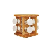 Conjunto organizador de temperos giratório com 9 peças em bambu e vidro 150ml - Martiplast Conjunto organizador de temperos giratório com 9 peças em bambu e vidro 150ml - Martiplast