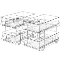 Conjunto organizador transparente de 2 camadas com divisórias para armário/balcão