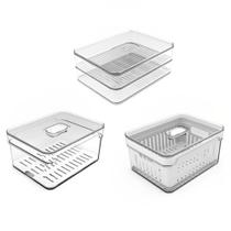 Conjunto Organizadores de Geladeira Clear Fresh 3 Peças Transparente Ou Conjunto Organizadores de Geladeira Clear Fresh 3 Peças Transparente Ou