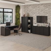 Conjunto Oslo 4 Peças Mesa Gaveteiro Buffet Armário