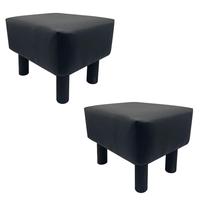 Conjunto otomano Benzara Ginni, 2 peças de material sintético preto, madeira Conjunto otomano Benzara Ginni, 2 peças de material sintético preto, madeira