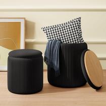 Conjunto otomano Recximi Black Velvet com armazenamento, 2 peças para sala de estar