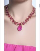 Conjunto Oval e gota cristal pink Conjunto Oval e gota cristal pink