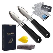 Conjunto Oyster Knife Shucker WENDOM Black com luvas e tecido Conjunto Oyster Knife Shucker WENDOM Black com luvas e tecido