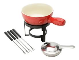Conjunto P / FONDUE Cerâmico BRINOX 8 PÇS - Vermelho