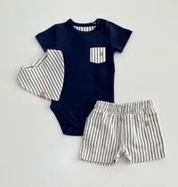 Conjunto P/GG Grow Up Body Marinho Bermuda Listrada Babador Conjunto P/GG Grow Up Body Marinho Bermuda Listrada Babador